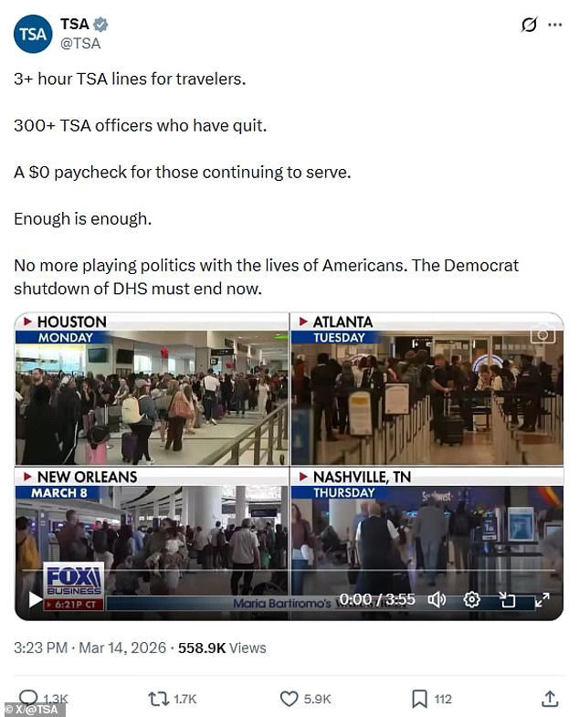 Hundreds of TSA agents quit amid government shutdown and hours-long ...