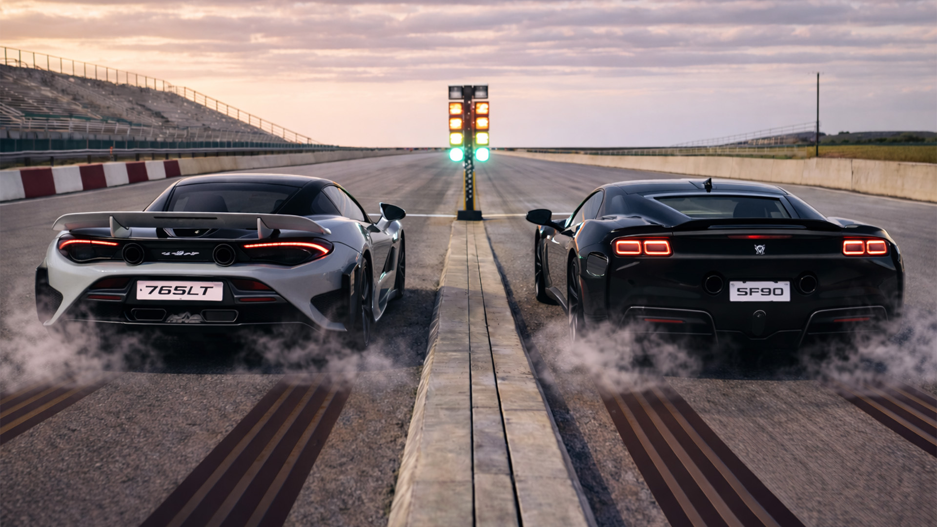 Ferrari SF90 vs McLaren 765LT drag race