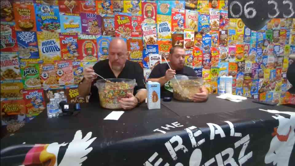 Competitive eater attempts massive three-gallon cereal challenge