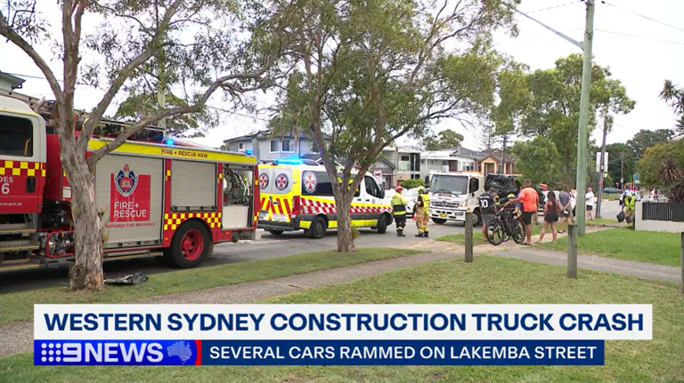 The Nissan construction truck rammed several cars in Lakemba just after 5.30pm before doing a U-turn and taking out another car. 