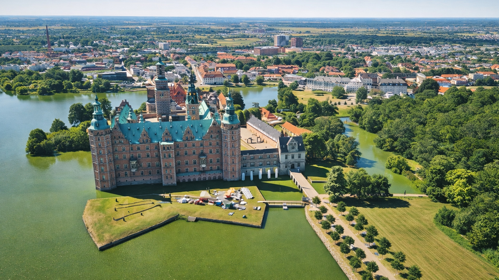 The royal castle rising from the lakes of Hillerød