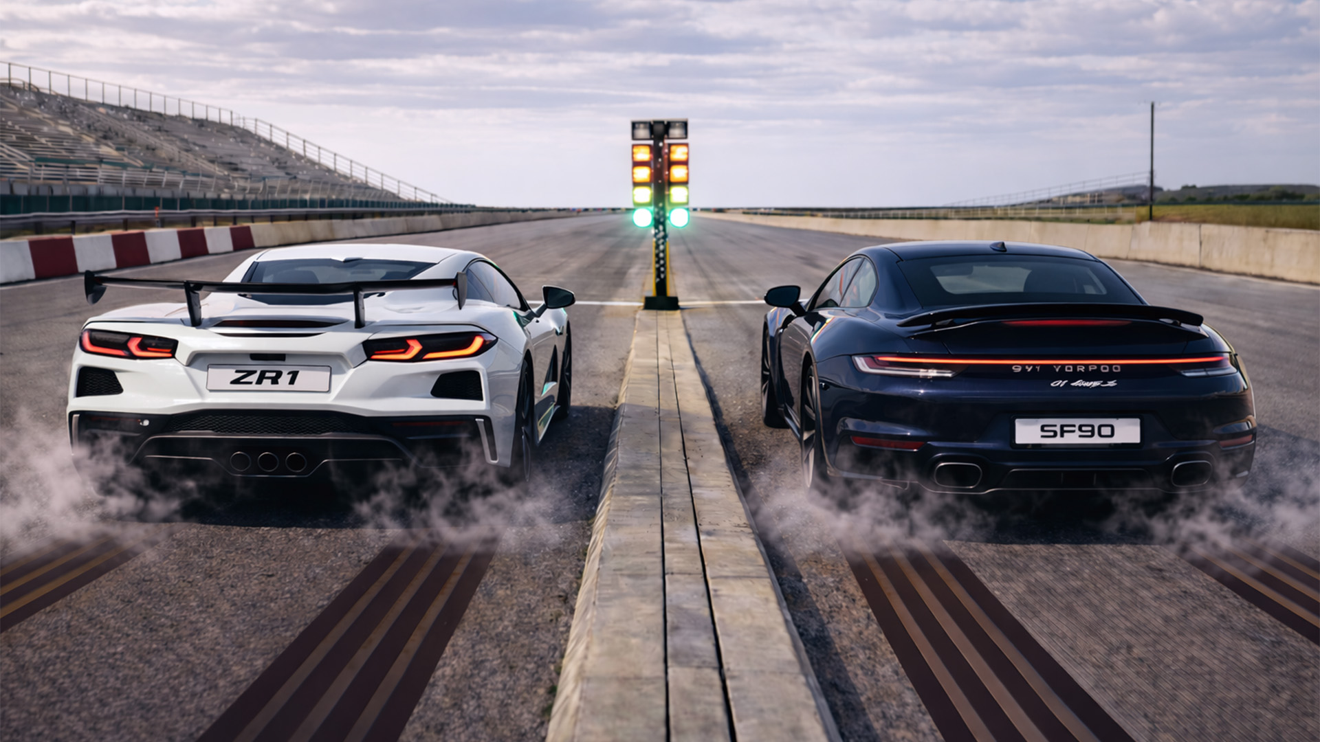 1,064 HP Chevrolet Corvette C8 ZR1 vs Porsche Turbo S drag race