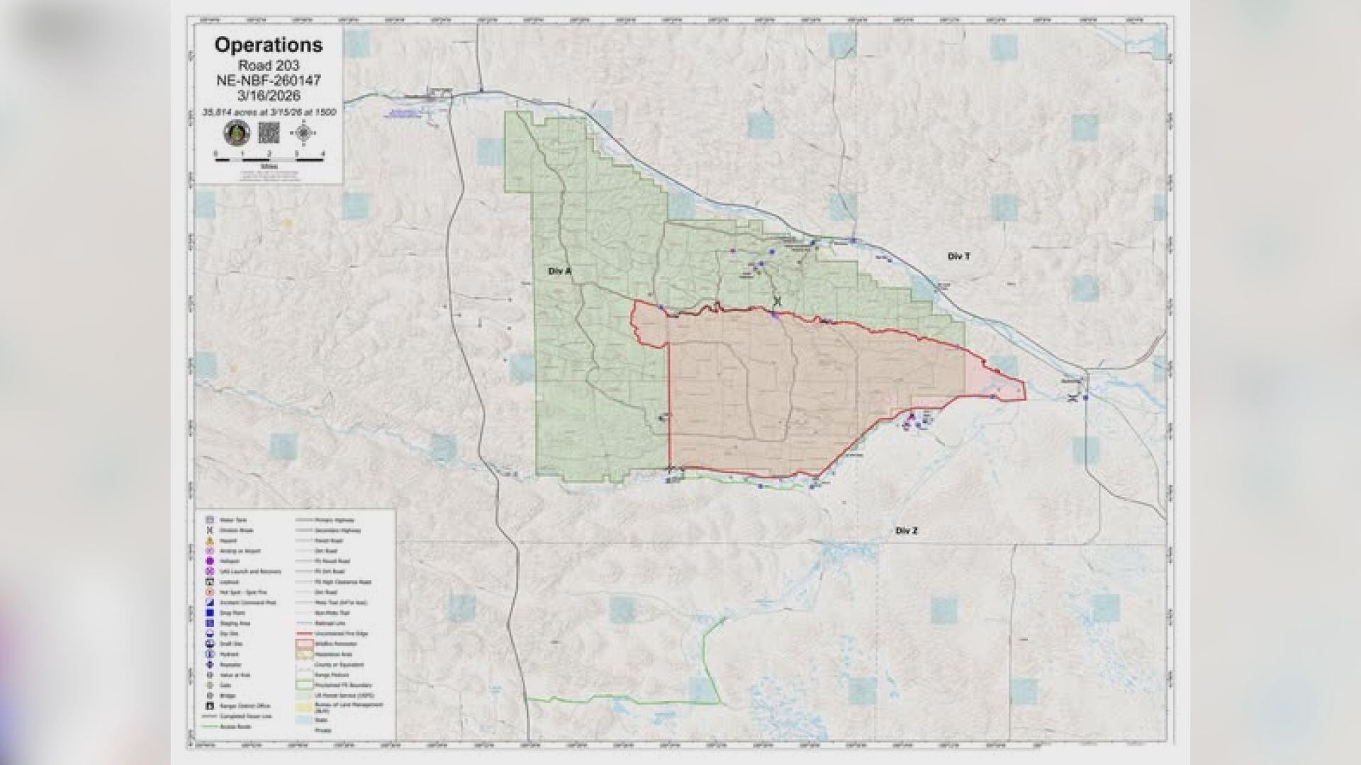 Road 203 fire update: Nearly 36,000 acres burned; 0% contained