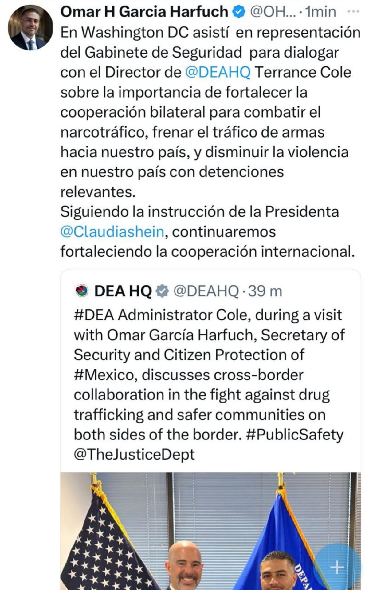 Harfuch se reúne en Washington DC con director de la DEA; hablan sobre ...