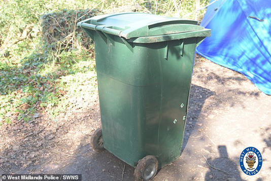 Police were called by a member of the public after the man, believed to be aged between 40 and 50, was found in a green wheelie bin at Cash's Park in Coventry at around 5pm on Friday