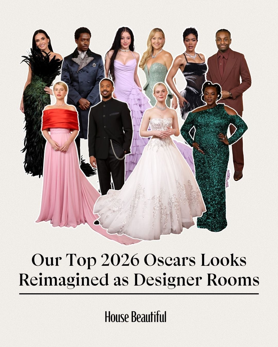 We reimagined the 10 best Oscars red carpet looks as designer rooms