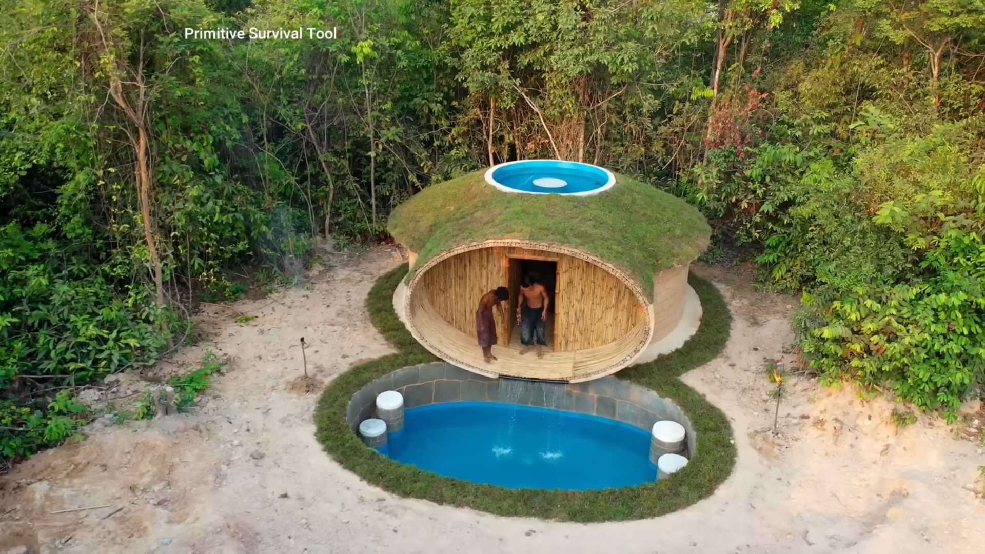 Watch these primitive craftsmen create a jungle pool and craft house ...