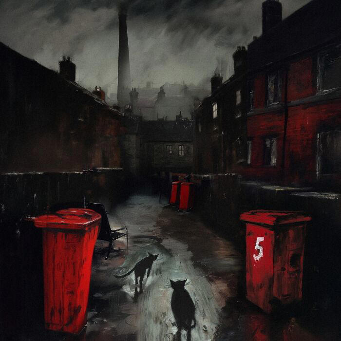 24 dark scenes inspired by industrial decay and folklore