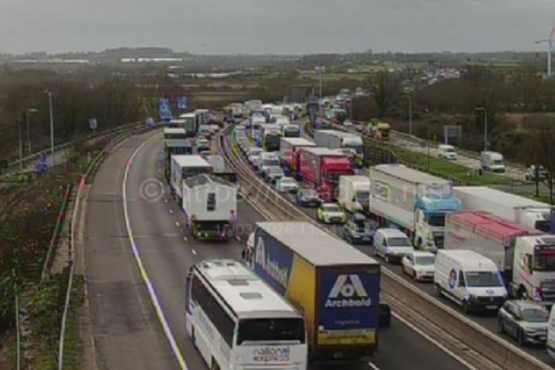 M6 casualty in Royal Stoke after crash between two cars and truck