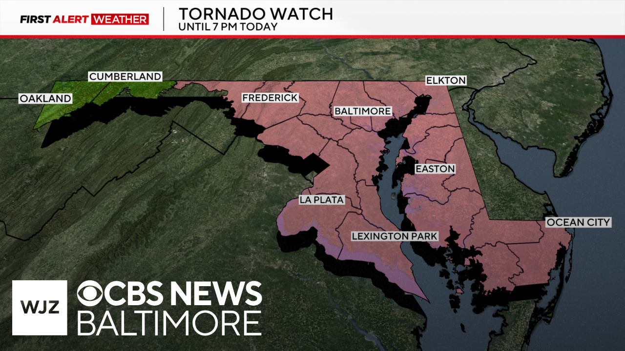Tornado warnings issued in Maryland amid fast-moving storms Monday