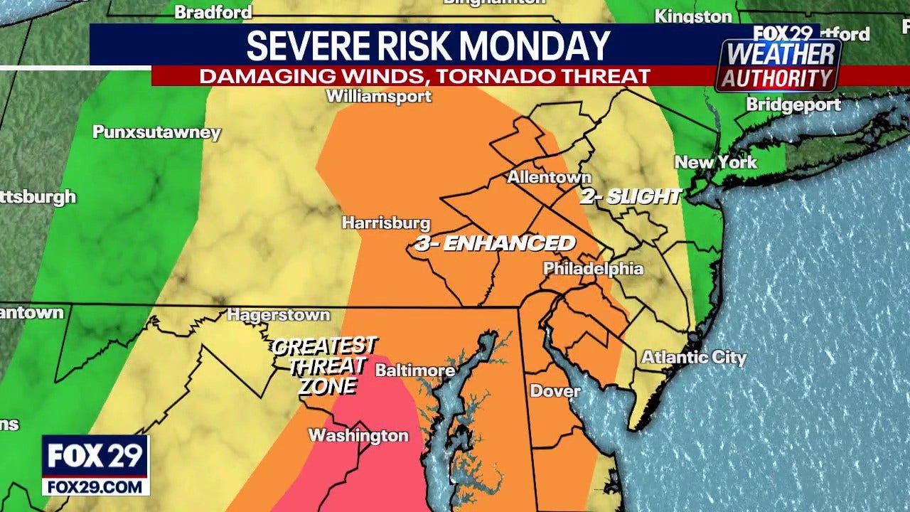 Philadelphia weather: Severe thunderstorm warning, wind advisory issued ...