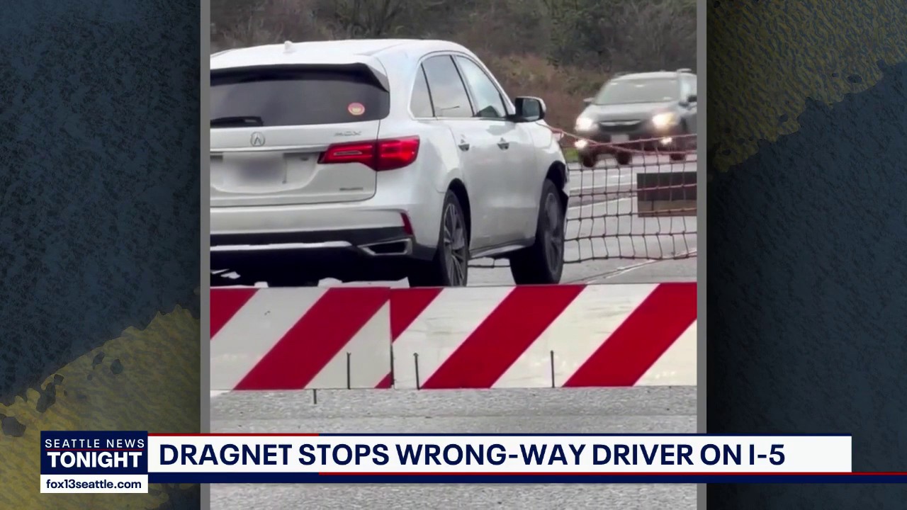 Video shows wrong-way driver stopped by safety net on I-5 near Northgate
