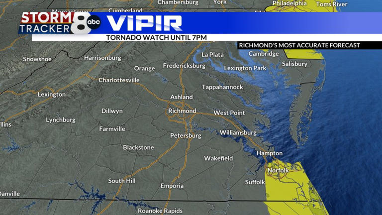 Tornado watch issued for much of central Virginia