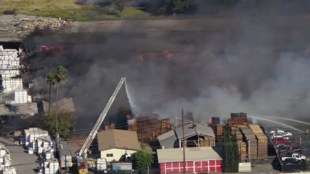Riverside pallet yard fire forces evacuations as strong winds fuel flames