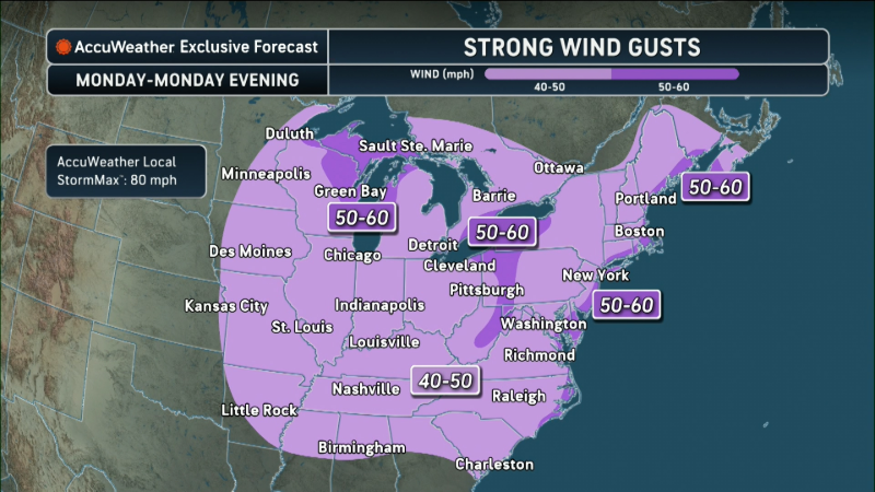 Damaging storms spread toward the East Coast as cold front advances