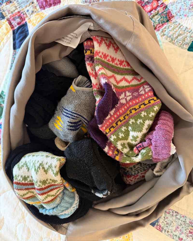 Packing clothes in pillow cases
