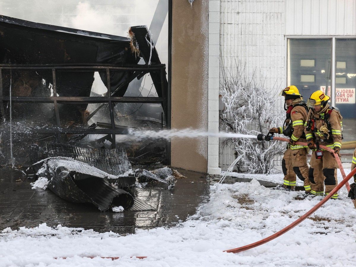 Fire tears through auto shop and luxury car dealership in southwest Calgary
