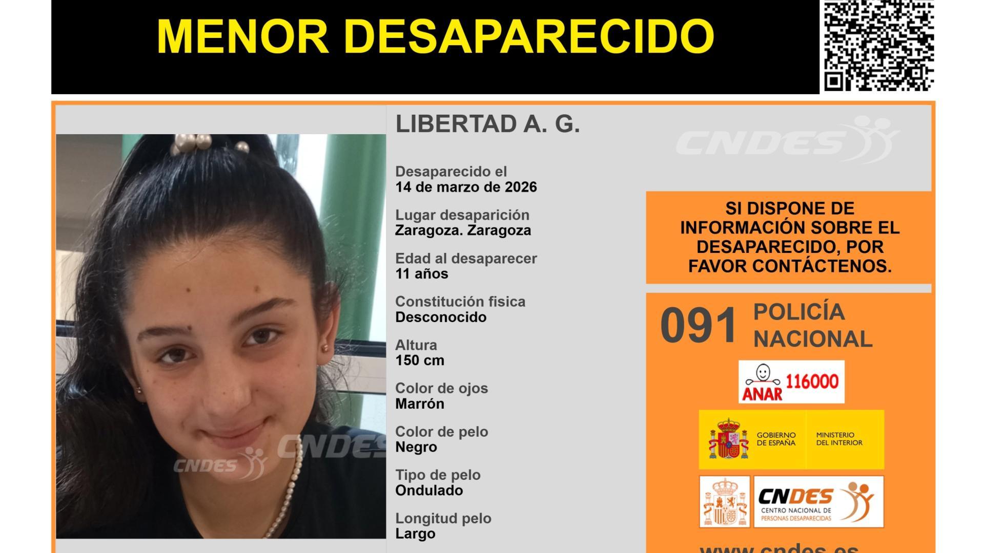 La Policía Nacional busca a una niña de 11 años desaparecida en Zaragoza