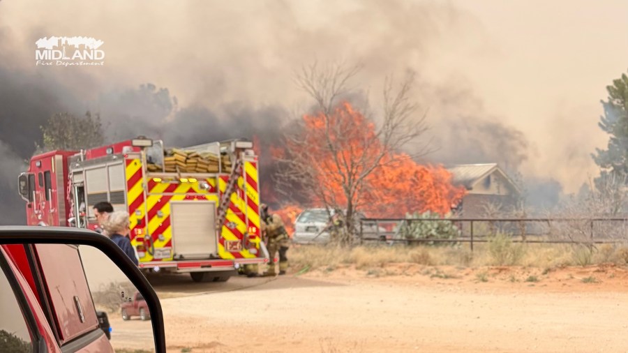 Family displaced after high winds spread fire in Midland County