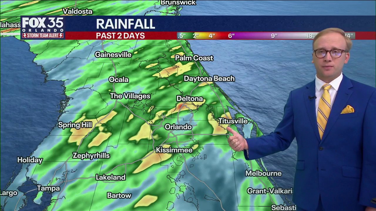 Rainfall totals: 2" of rain in some spots in Central Florida