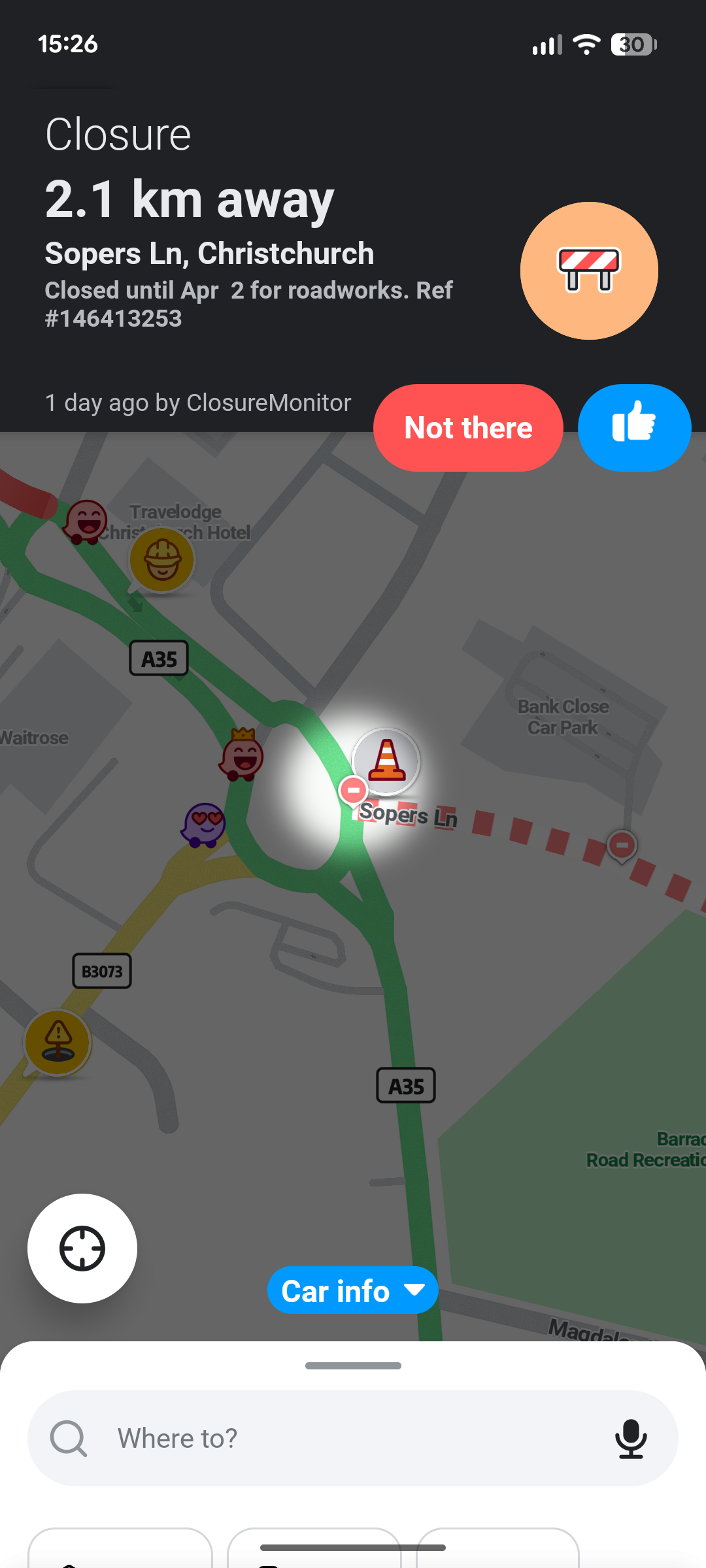 Waze traffic reports.