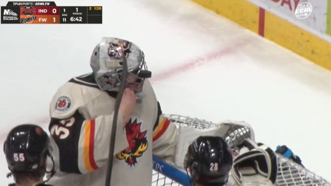 Gotta see it: Indy Fuel goalie Mitchell Weeks gets puck lodged in ...