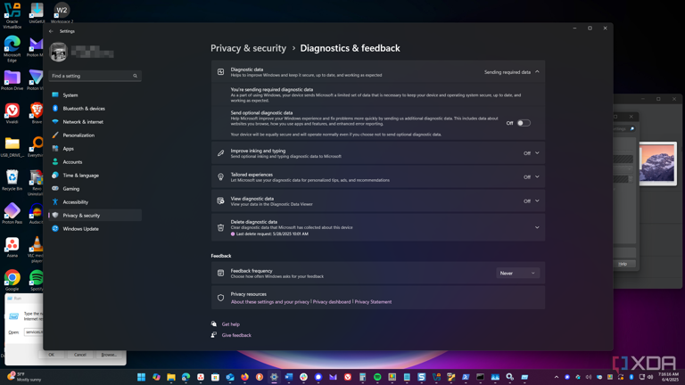 Shows disabling telemety setting in Windows 11
