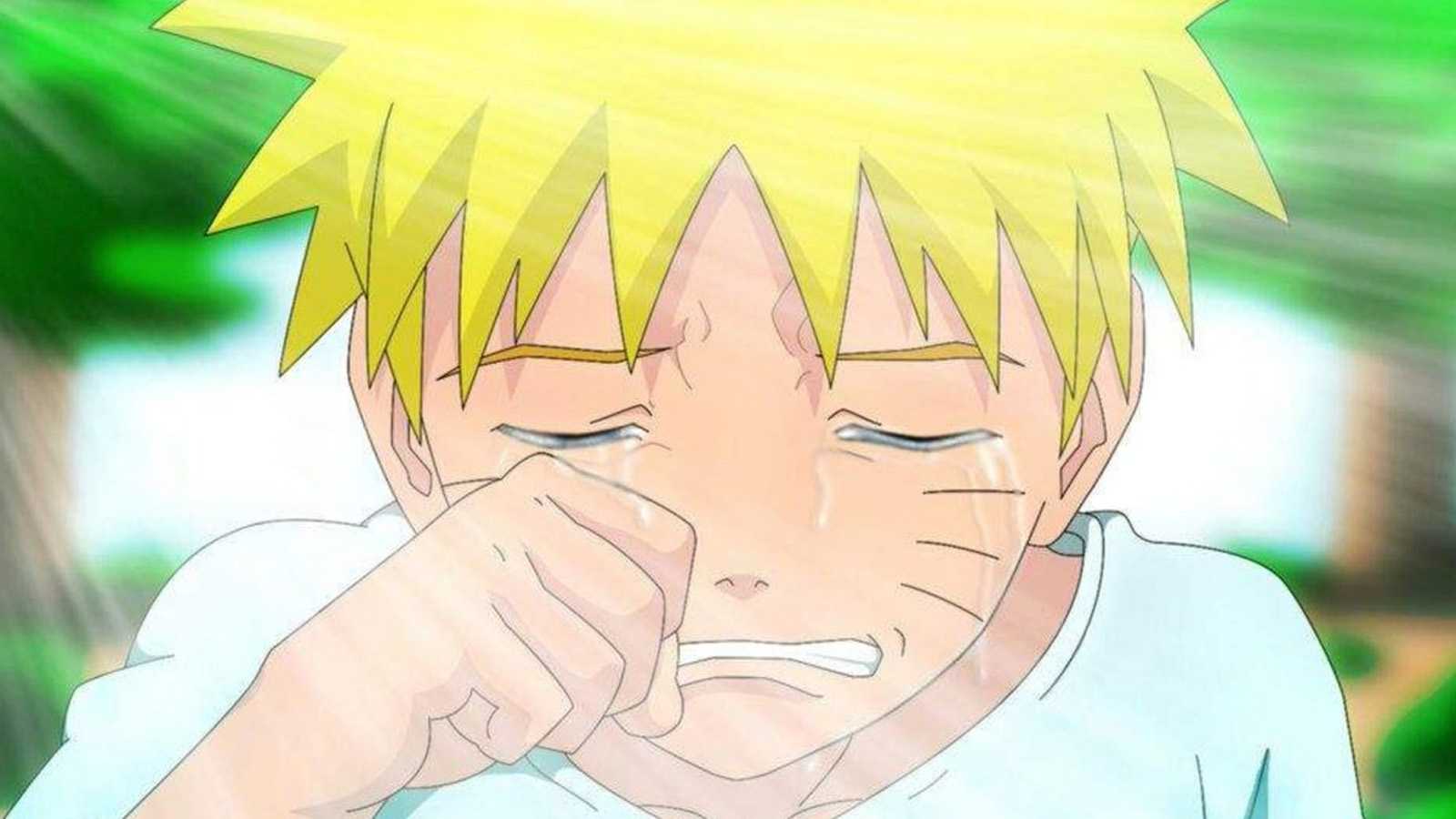 Naruto Uzumaki crying in a flashback