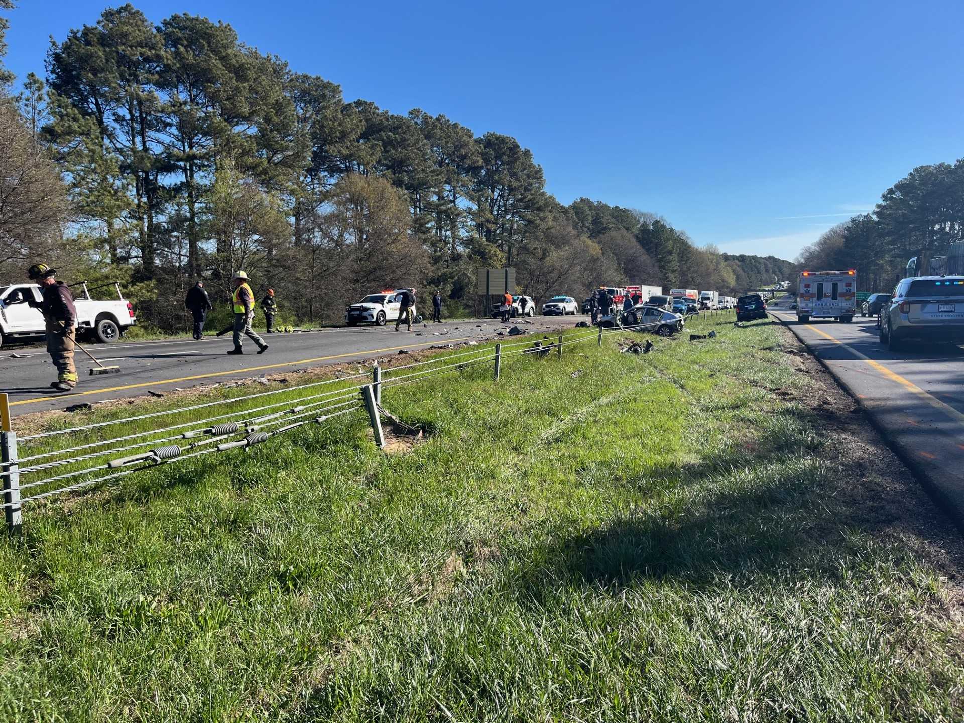 Two medical helicopters land after two crashes on I-85 south near state ...