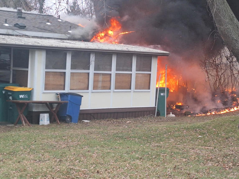 Two escape from mobile hom fire on Wayside Drive in Penfield