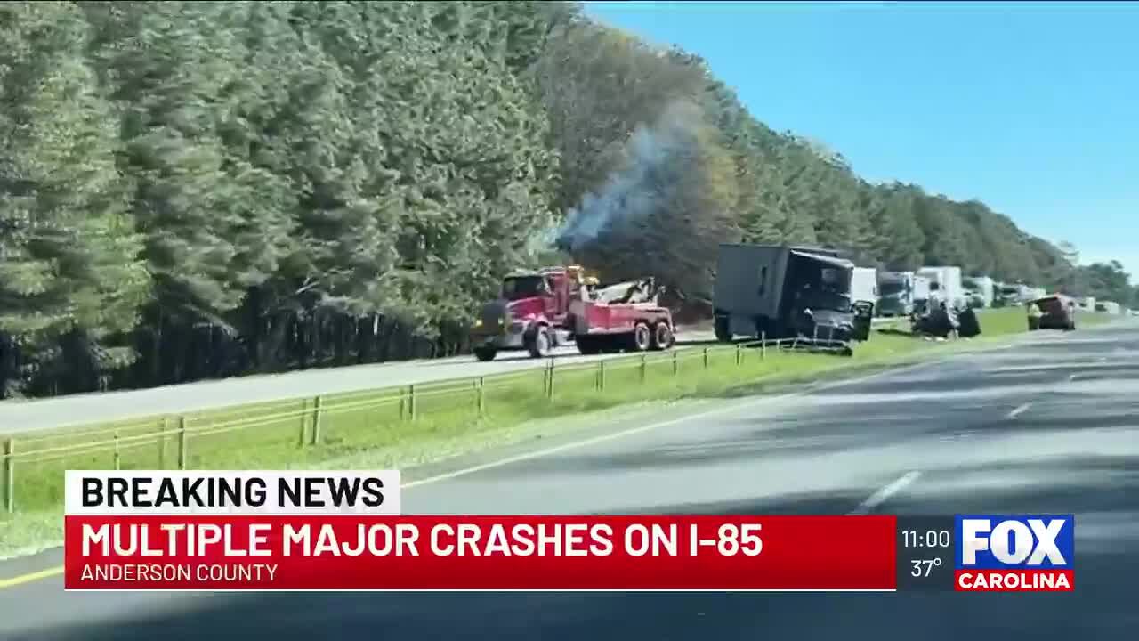3rd tractor-trailer crash on I-85 in Anderson County Tuesday morning