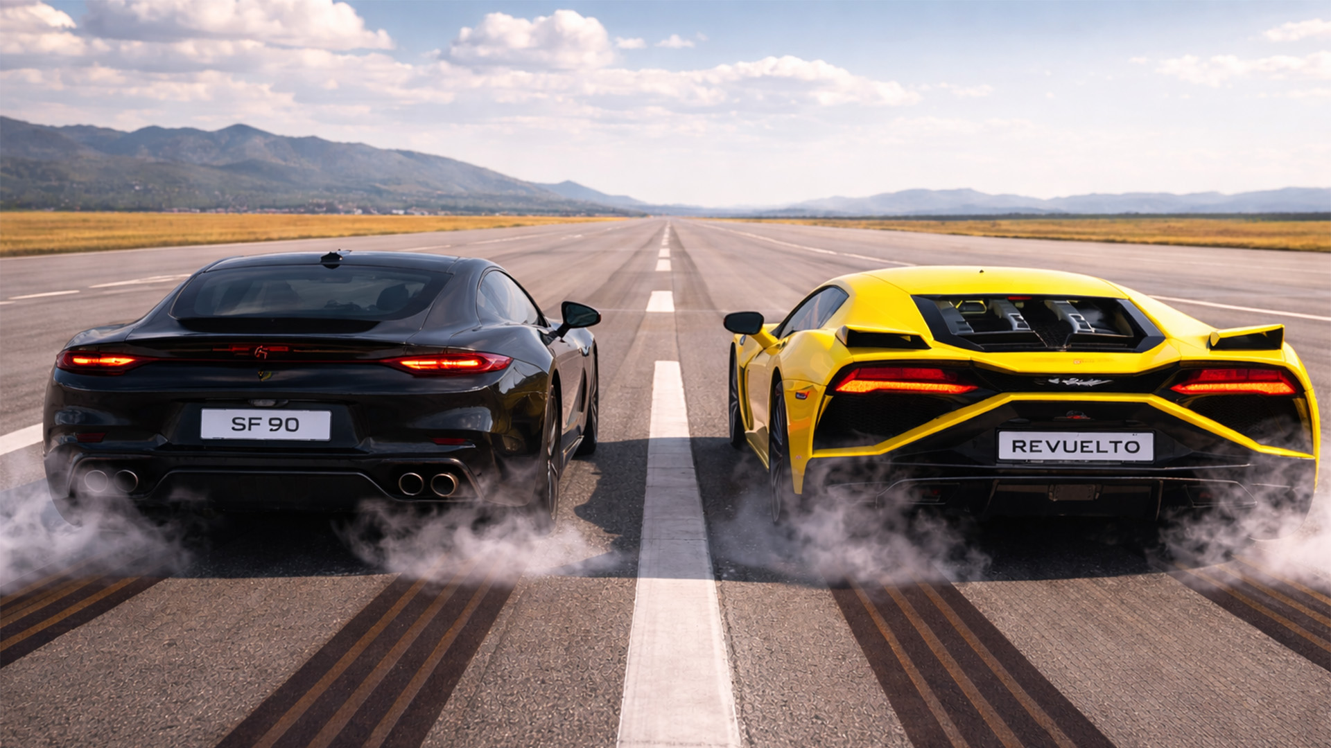 Lamborghini Revuelto vs Ferrari SF90 drag race