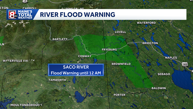 Flood watch for the Maine mountains and a flood warning for the Saco River