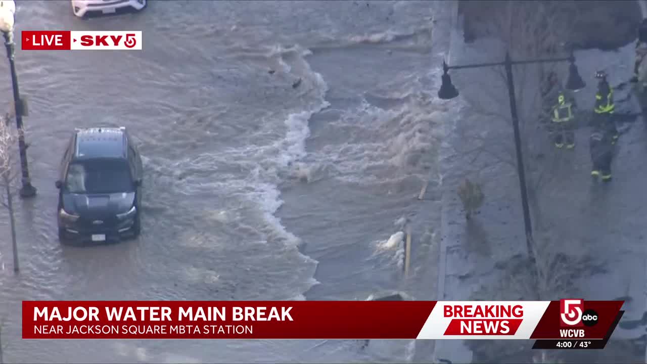Major water main break floods Boston streets; crews investigating