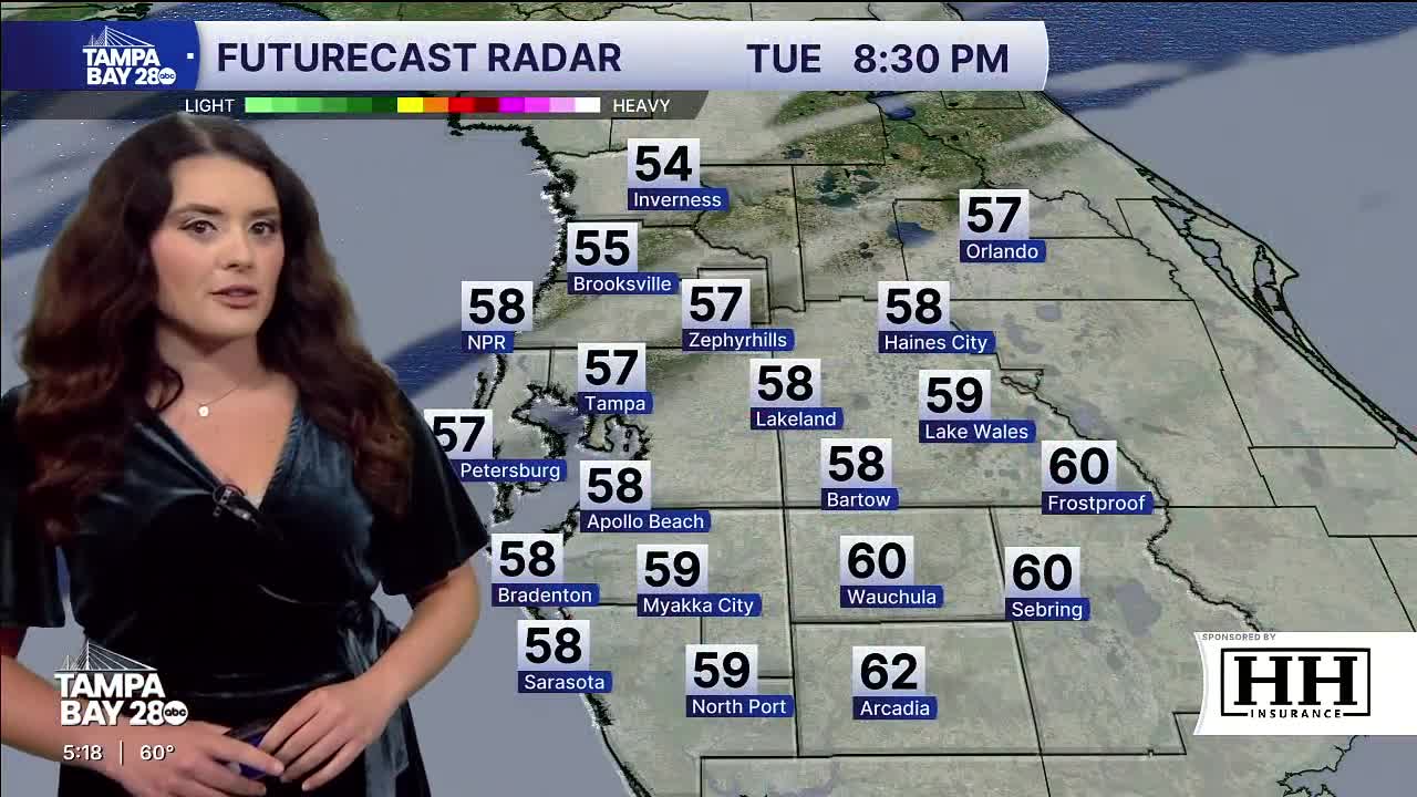 Latest forecast as cold temperatures are expected to roll in the Tampa ...