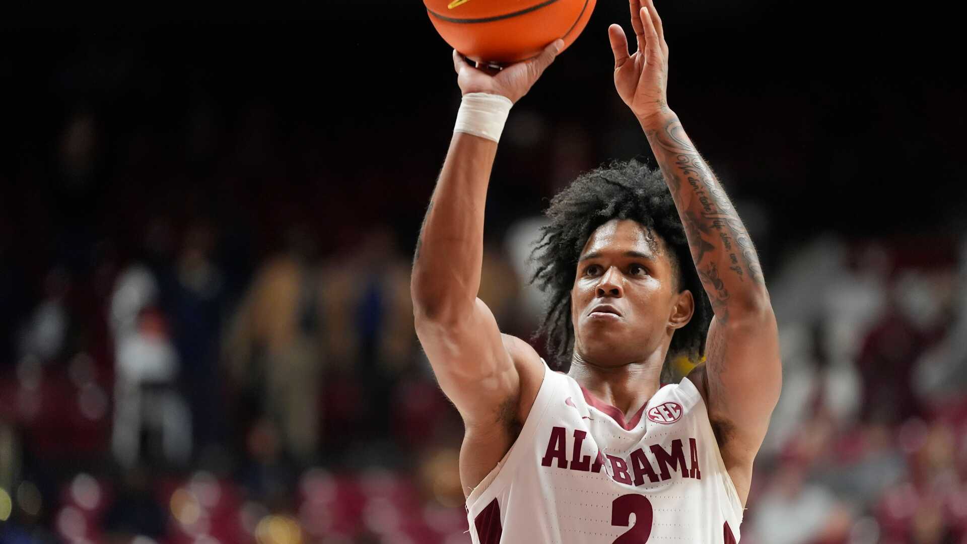 Alabama’s Aden Holloway, the Tide’s No. 2 scorer, is arrested on a ...