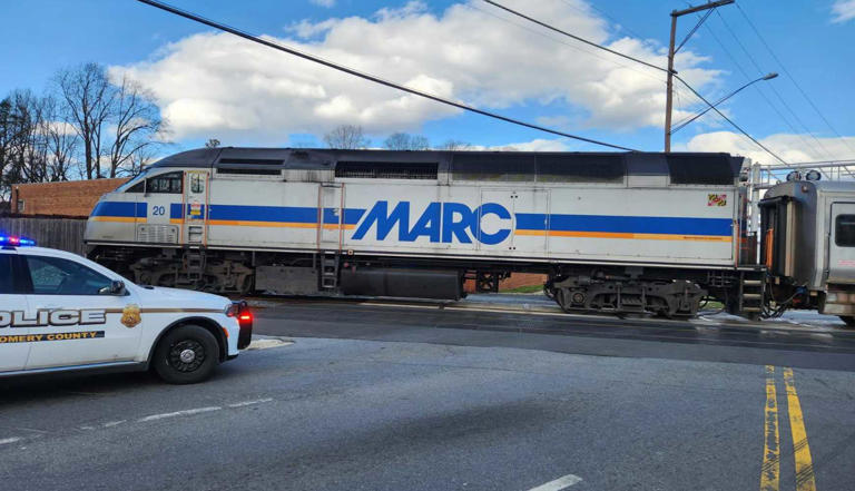 MARC train slams vehicle on tracks in Maryland, road shut during rush ...