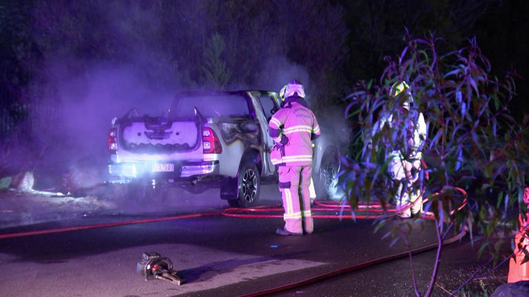 A getaway car was found burnt out in Altona North after a man was shot at a nearby cafe late on Tuesday night. (ABC News)