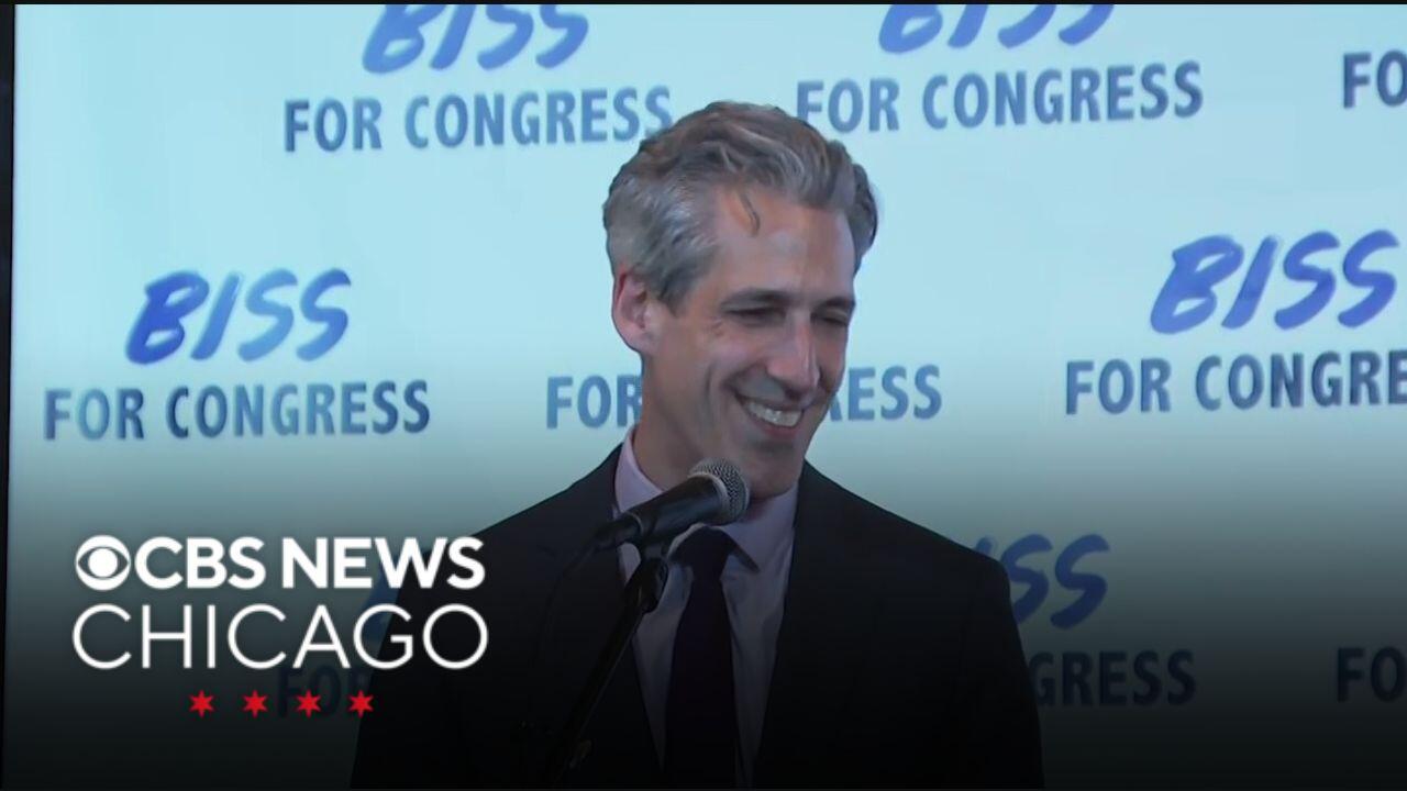 Daniel Biss speaks after projected win for 9th Congressional District