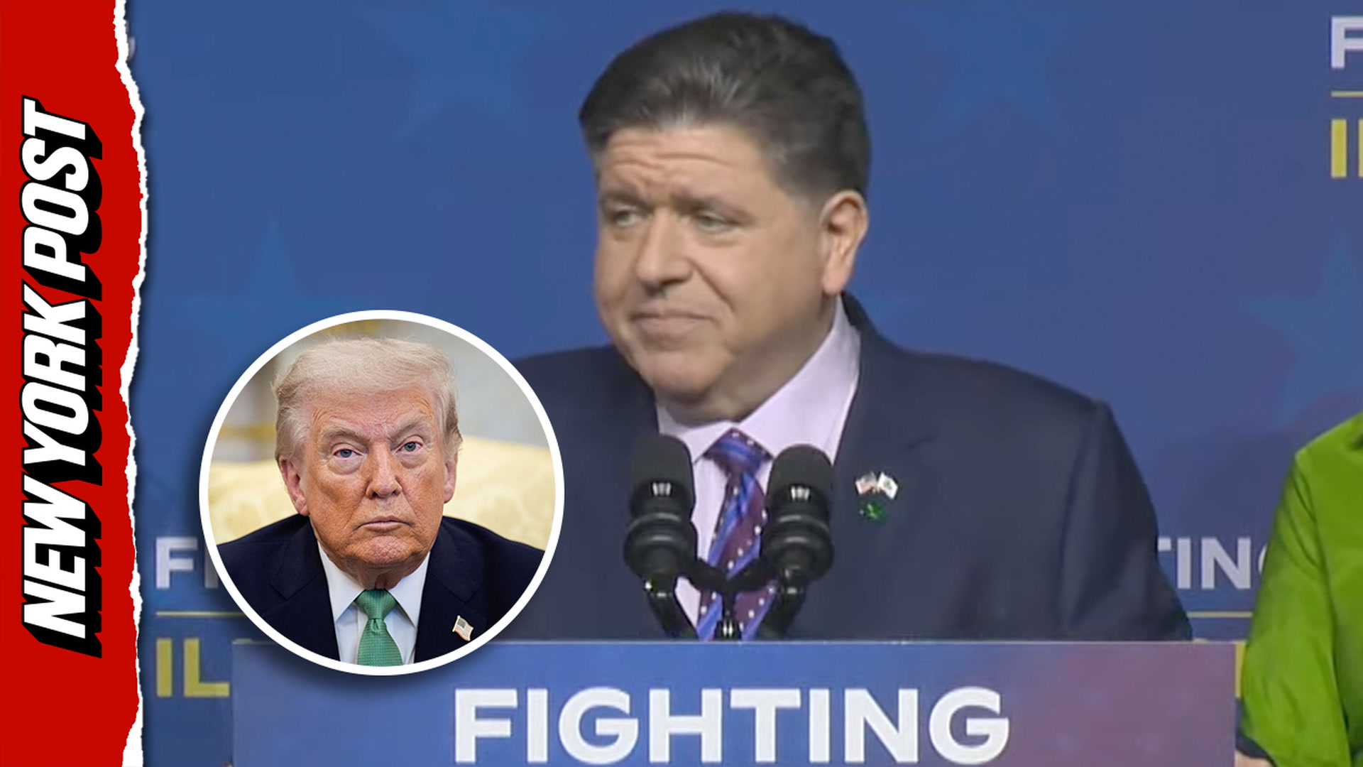 Illinois governor goes after Trump at primary victory rally