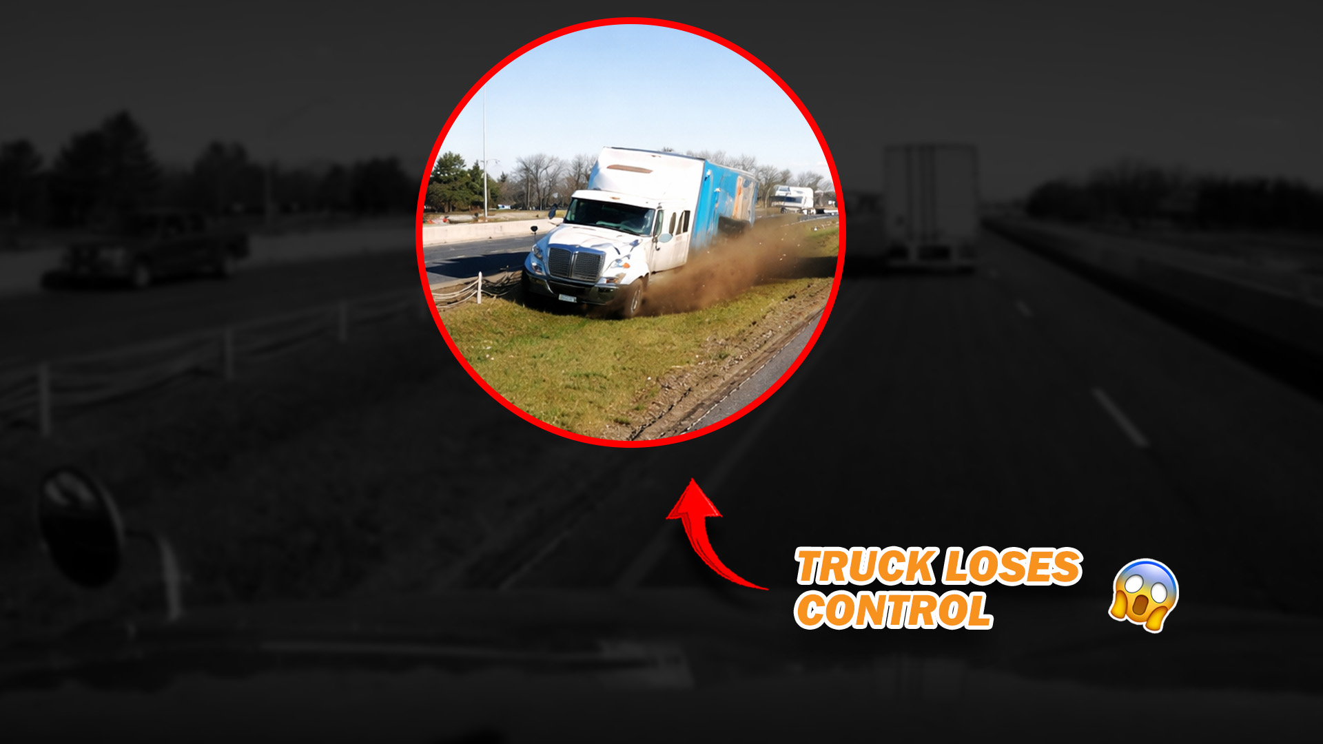 Truck loses control and leaves the lane