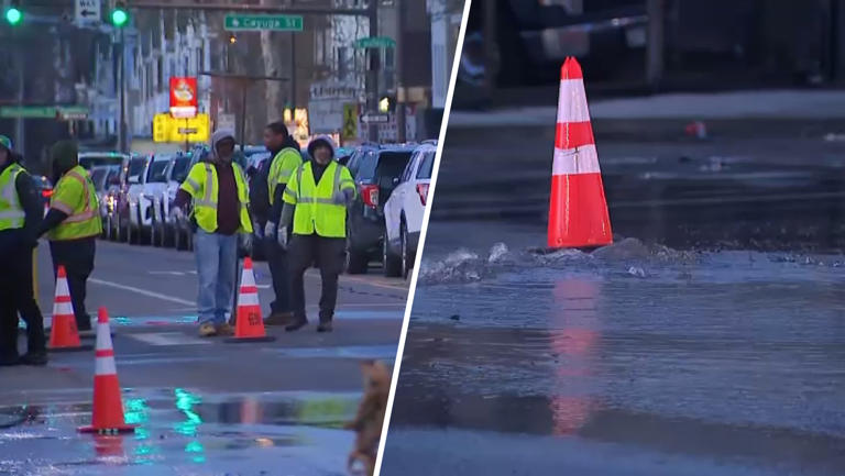 Water main break shuts down intersection in North Philadelphia