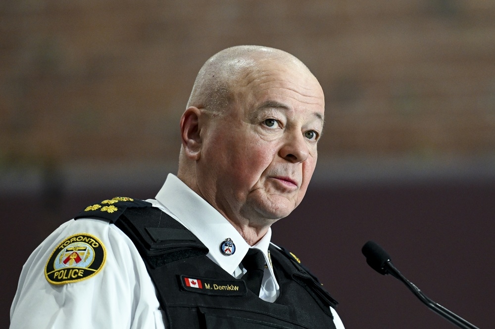  Toronto Police Chief Myron Demkiw speaks during a news conference at Cartier Square Drill Hall in Ottawa, on Thursday, March 12, 2026. THE CANADIAN PRESS/Spencer Colby