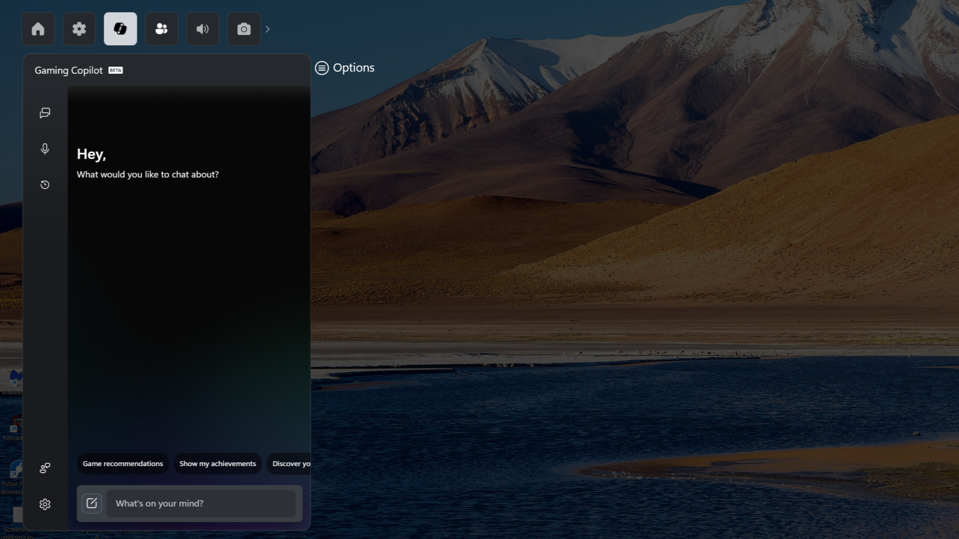 Gaming Copilot running in Windows Game Bar.
