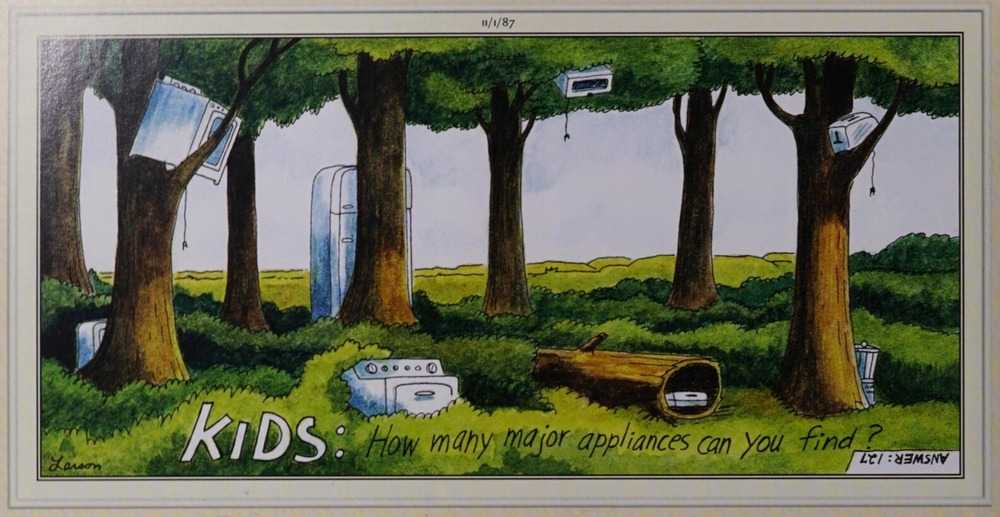 A forest with not-so-hidden appliances.