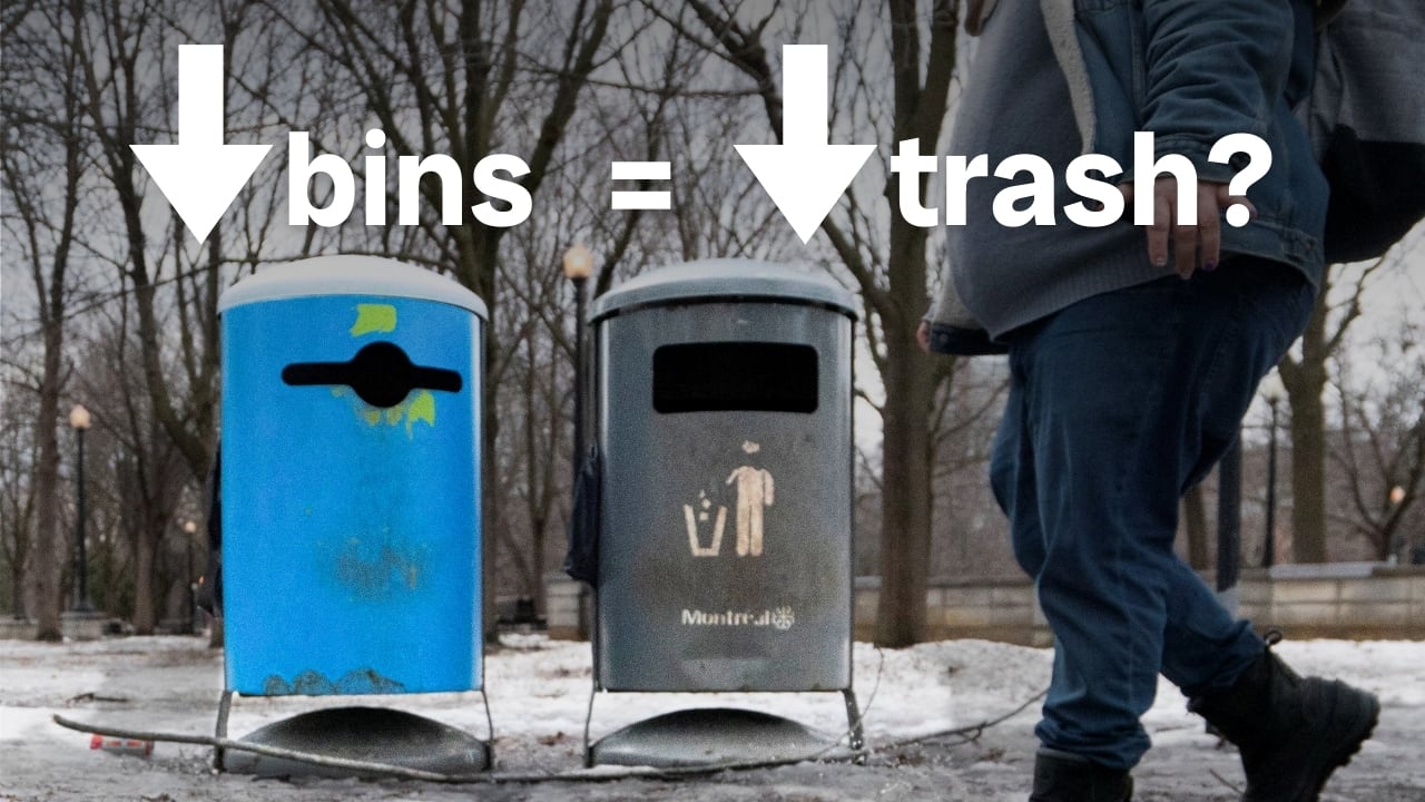 Do fewer trash cans in public spaces actually mean less litter?