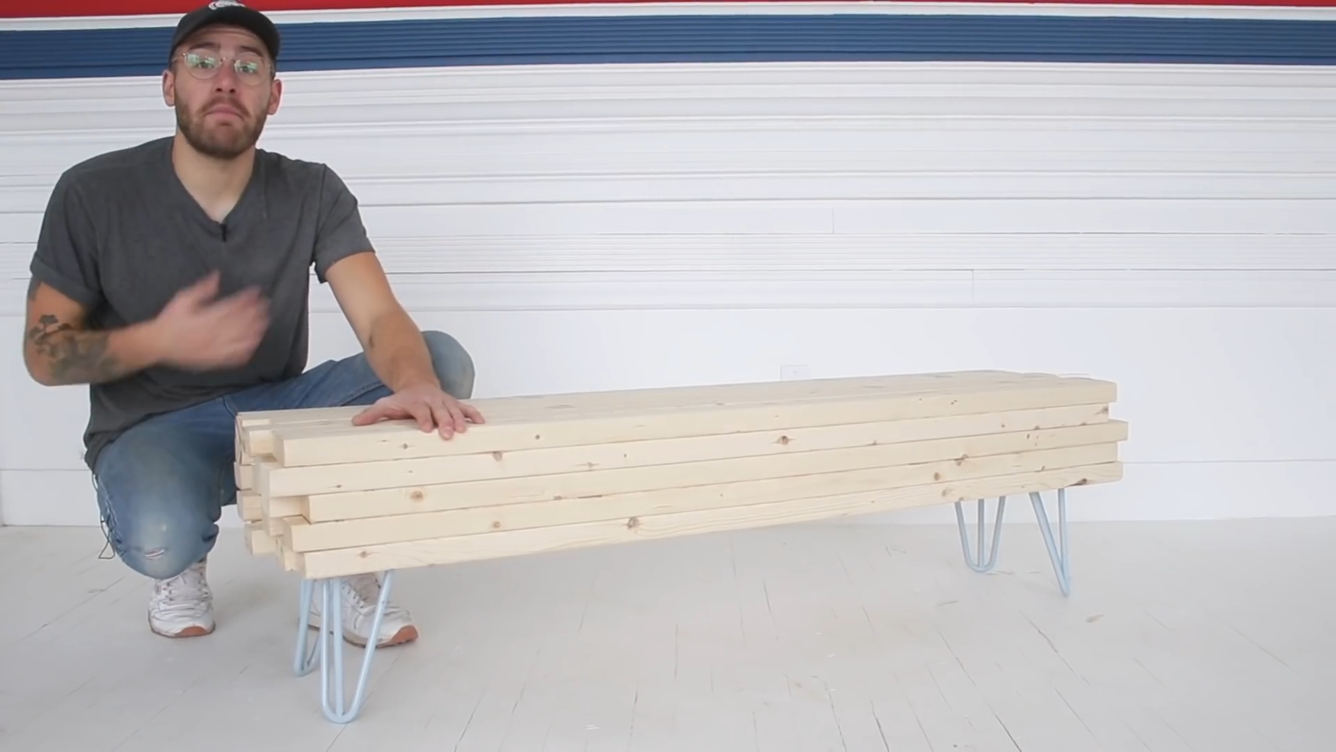 He started with 2x4 boards - then he built a coffee table