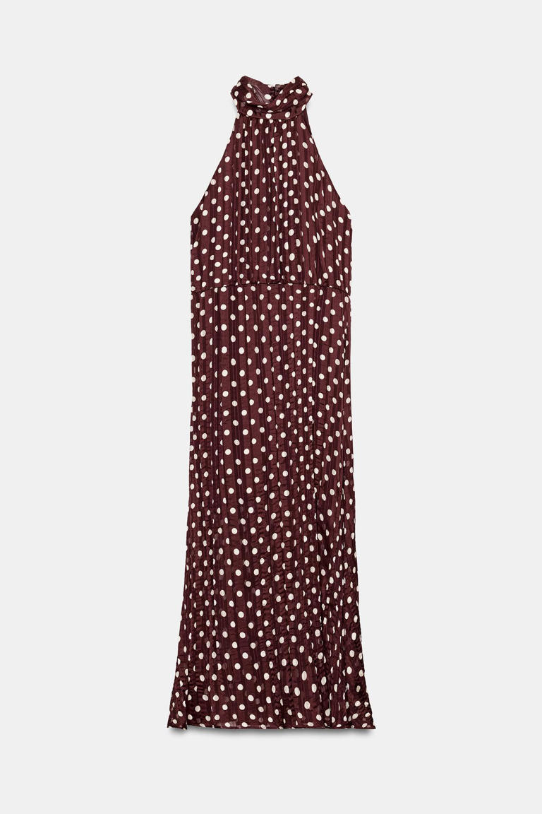 knee length dresses for ladies ZARA. Polka dot midi dress. TM – Hibuy market