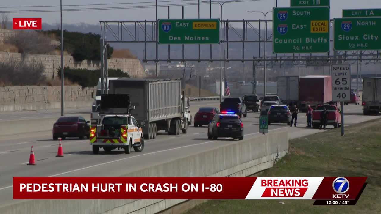 Pedestrian critically hurt after being hit by semi-truck on I-80 in Omaha