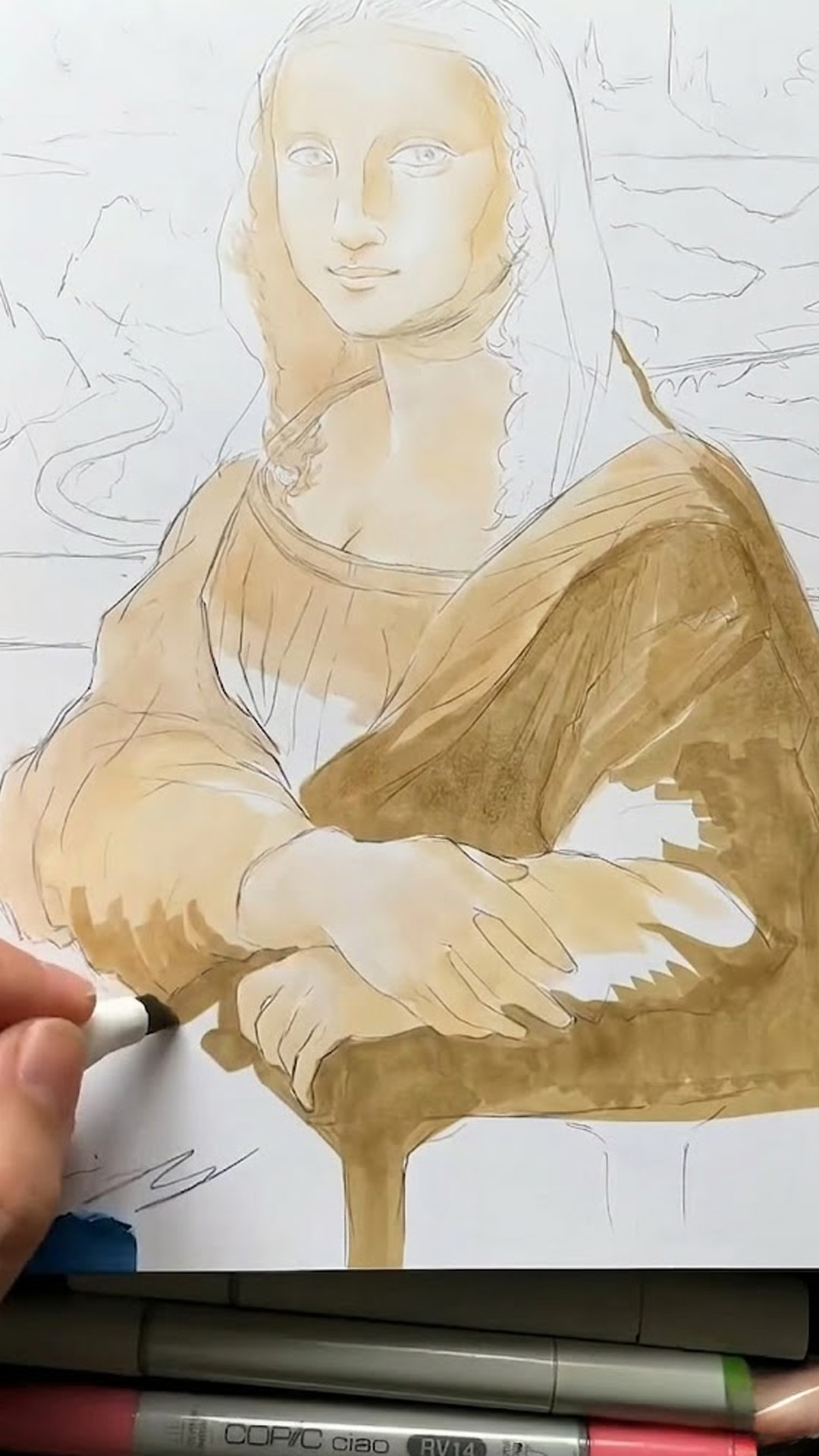 Creating the Mona Lisa using colored markers